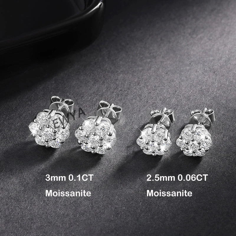 EWYA 925 Sterling Silver Moissanite Stud Earrings