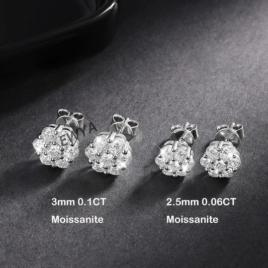 EWYA 925 Sterling Silver Moissanite Stud Earrings