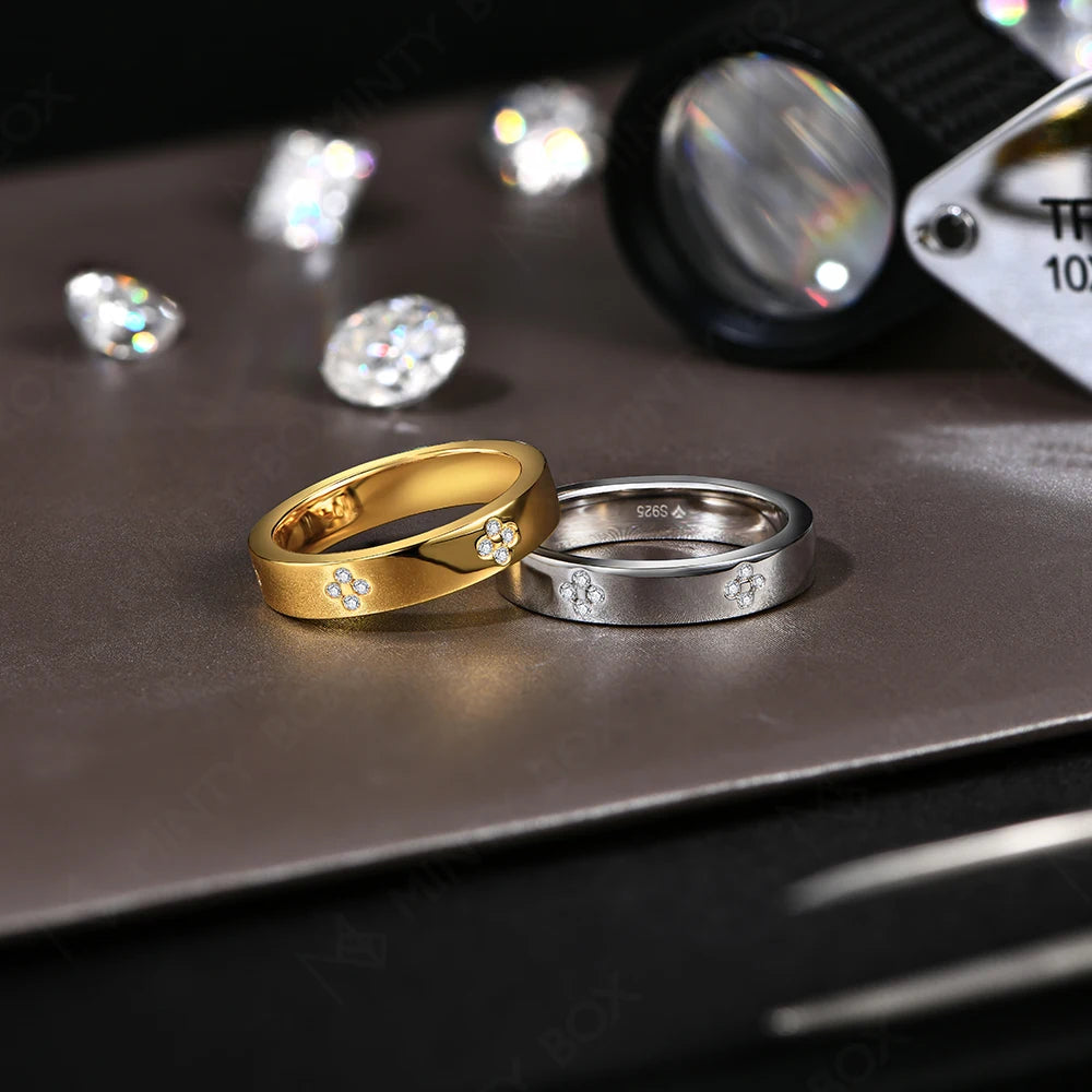 18k Gold Plated Diamond Wedding Band Ring For Women S925 Silver Engagement Party Fine Jewelry Gift
