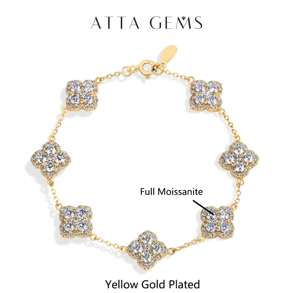 ATTAGEMS Full Moissanite Diamond Bracelet DVVS1 For Women 925