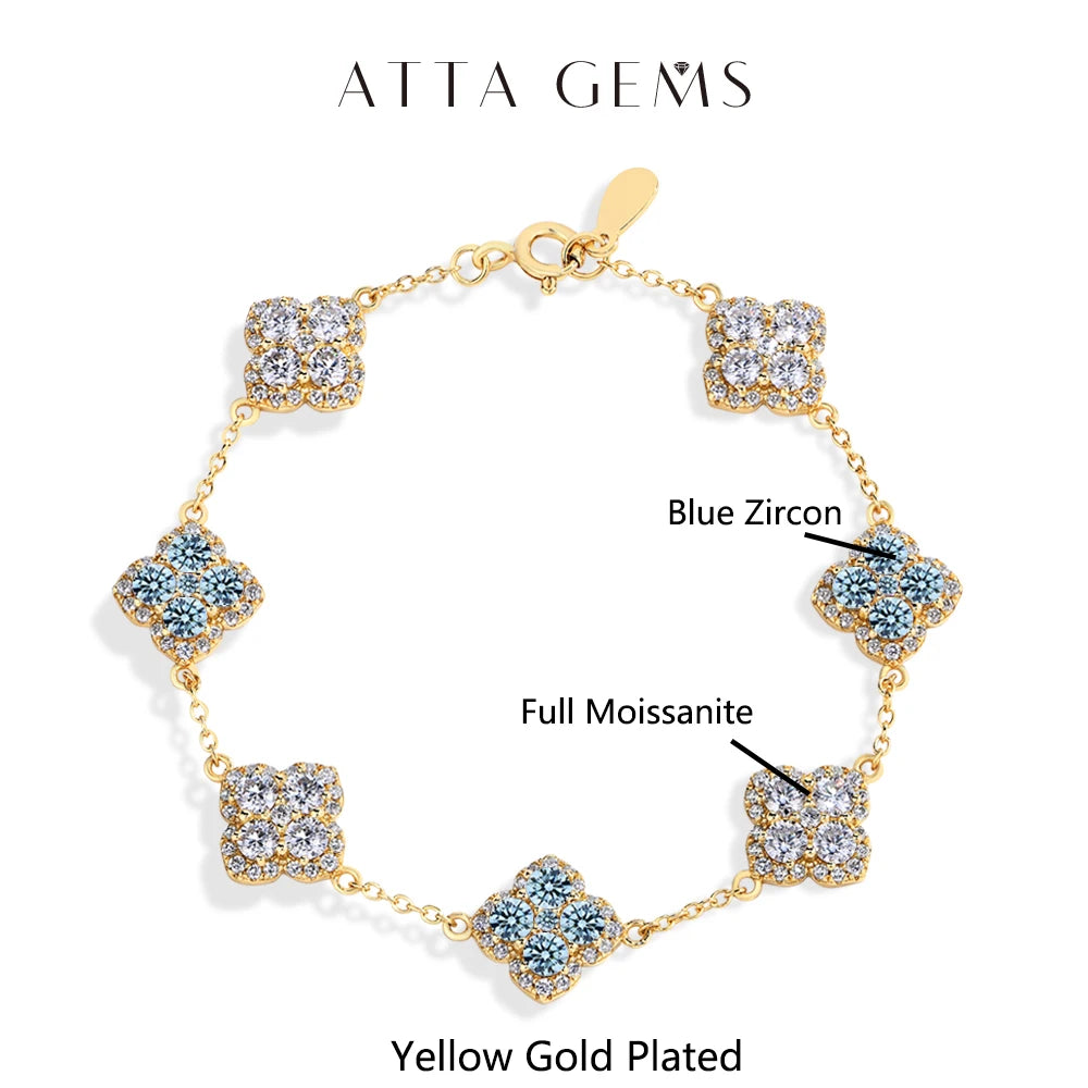 ATTAGEMS Full Moissanite Diamond Bracelet DVVS1 For Women 925