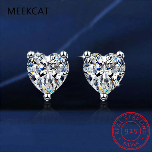 Heart Moissanite Earrings D Color VVS1