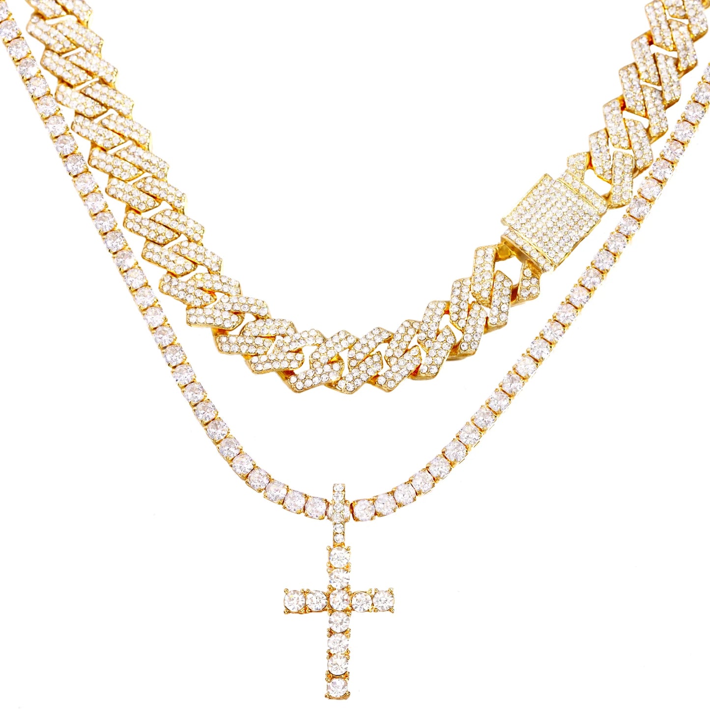 14MM Prong Cuban Necklace For Men Women