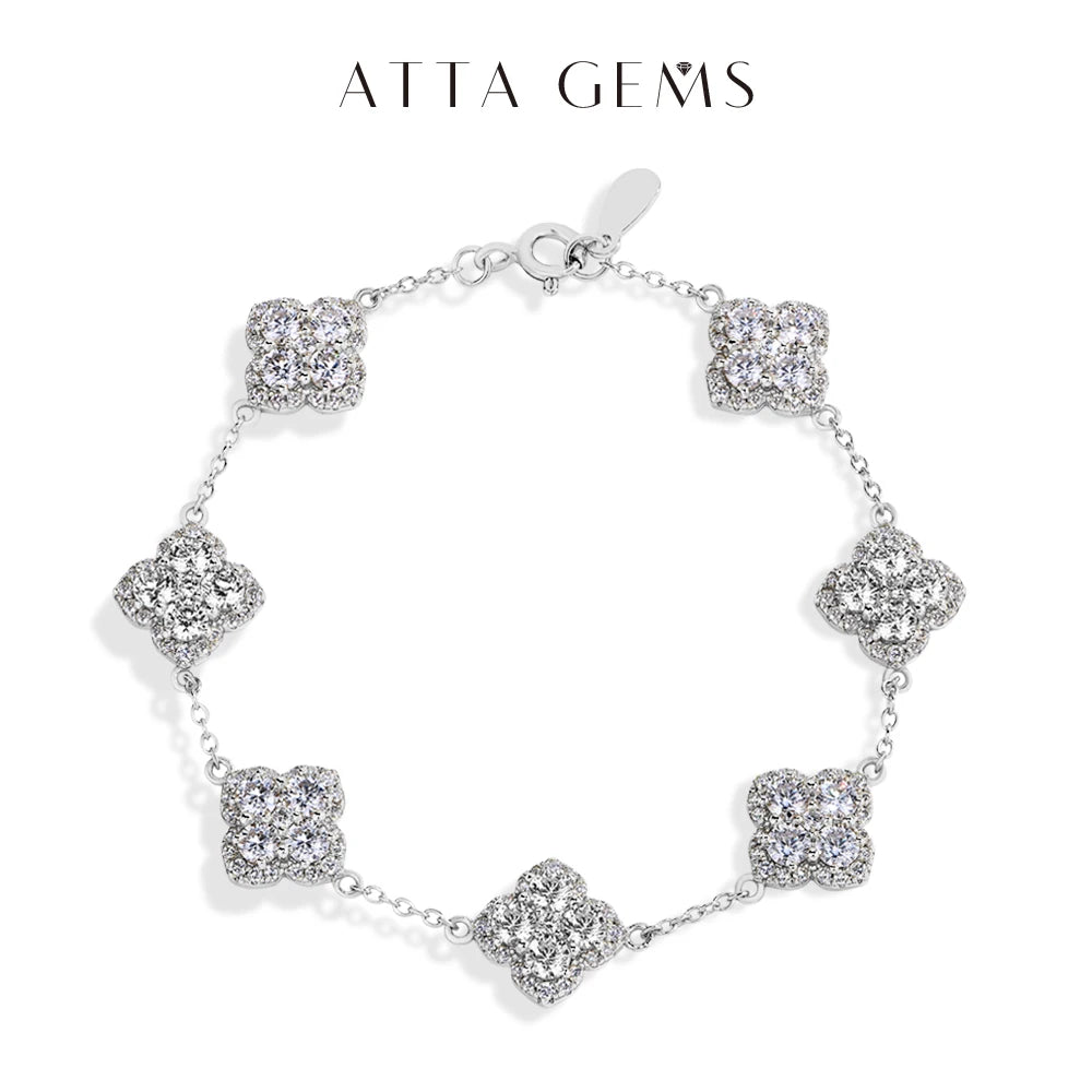 ATTAGEMS Full Moissanite Diamond Bracelet DVVS1 For Women 925