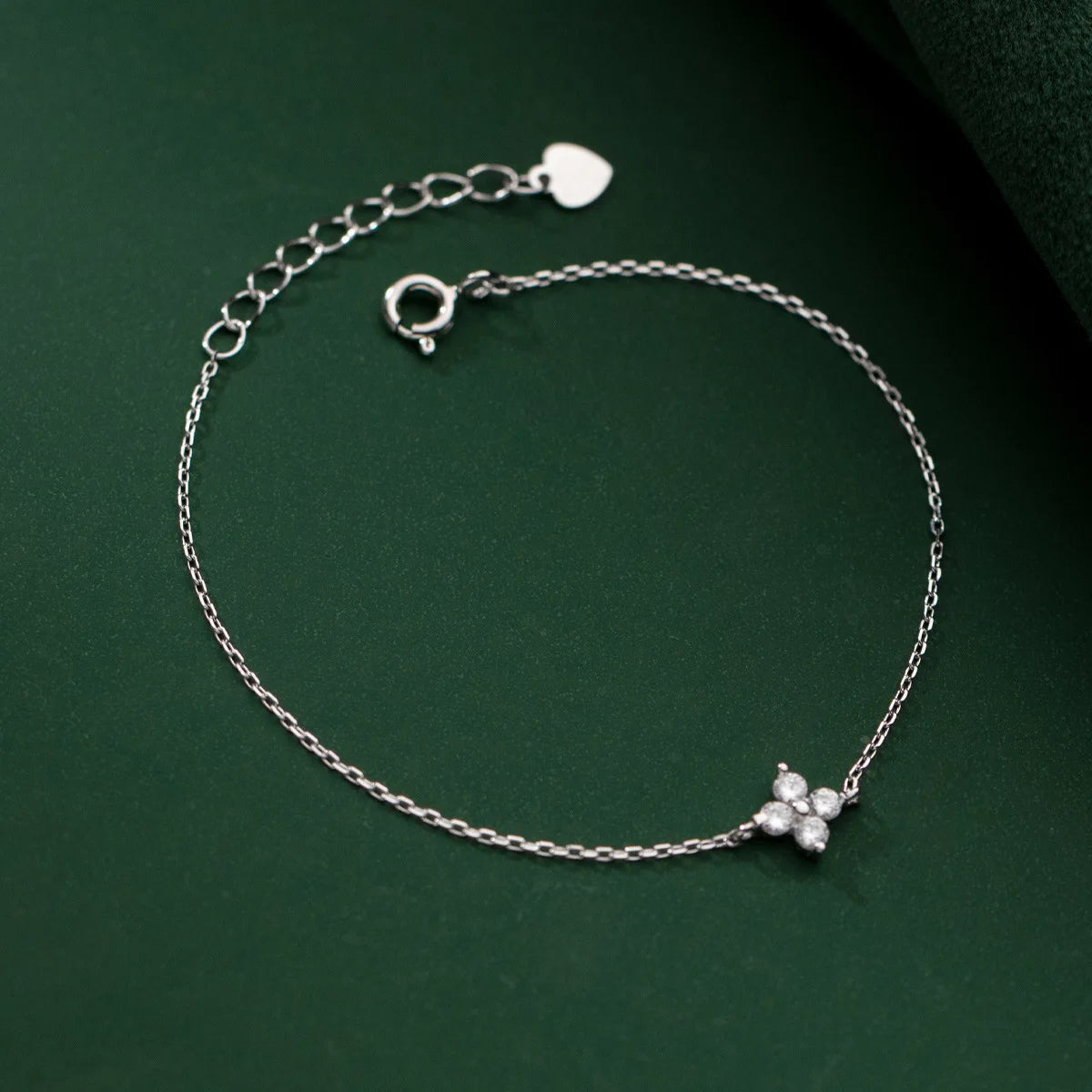 Lnngy Moissanite Bracelet With Certificate 925 Sterling Silver Four-leaf Flower Adjustable Chain Bracelets