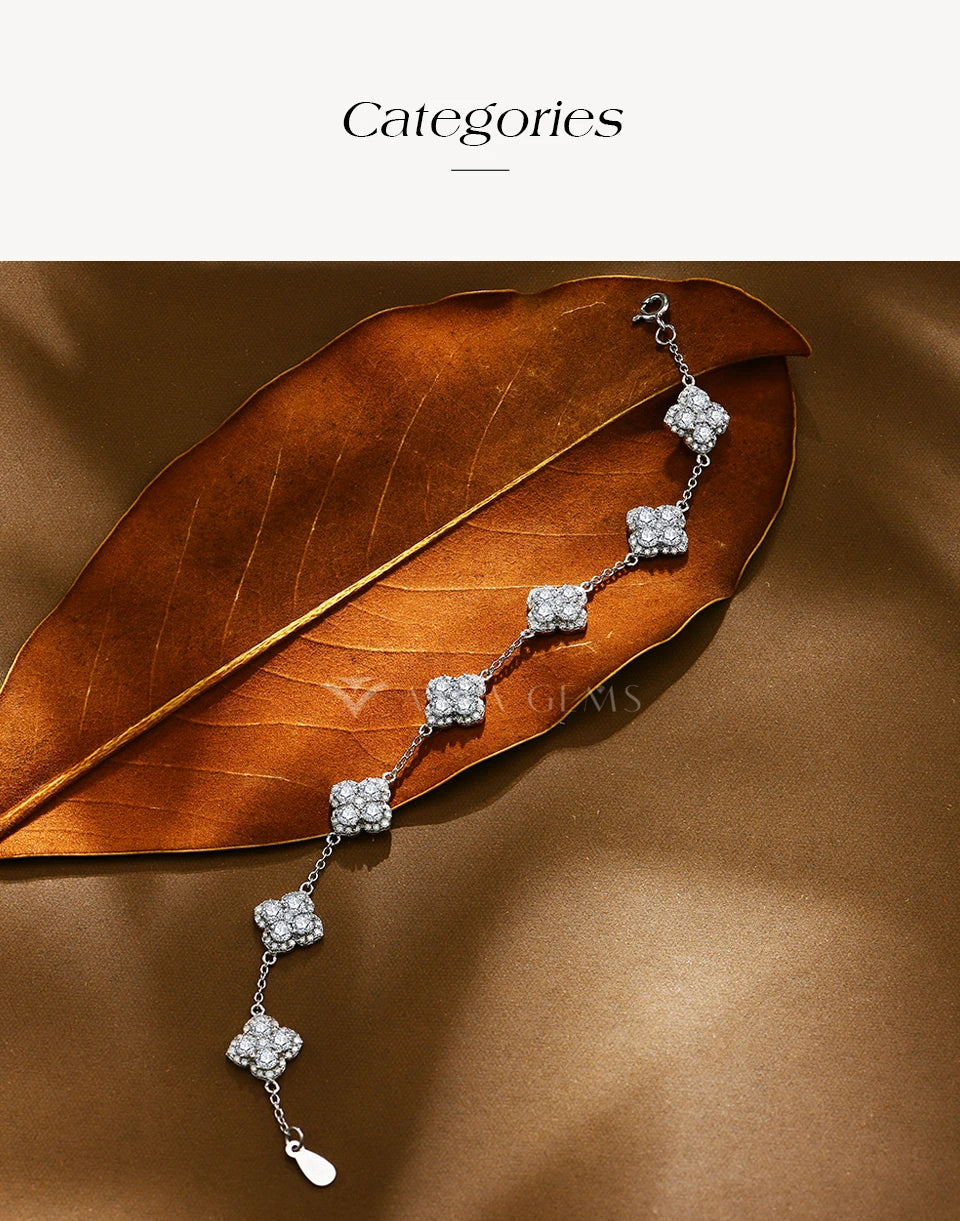 ATTAGEMS Full Moissanite Diamond Bracelet DVVS1 For Women 925