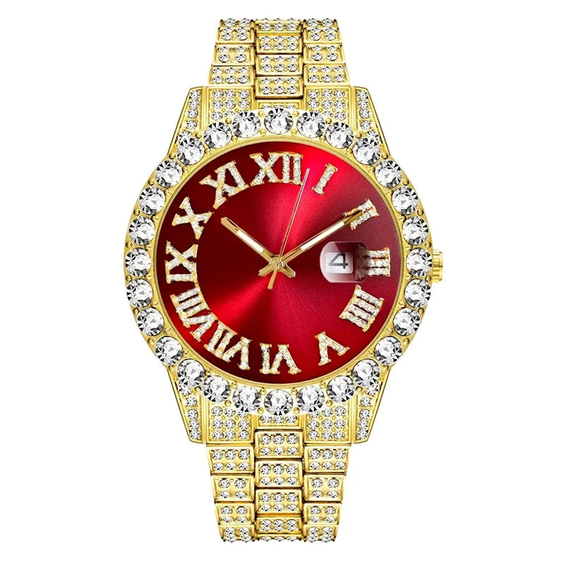 Emerald Numeral Dial Diamond Simulant Watch - Silver