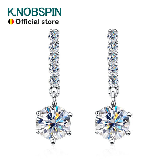 KNOBSPIN 1ct D Color Moissanite Earrings for Women
