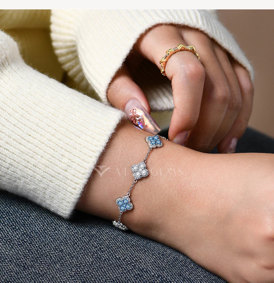 ATTAGEMS Full Moissanite Diamond Bracelet DVVS1 For Women 925