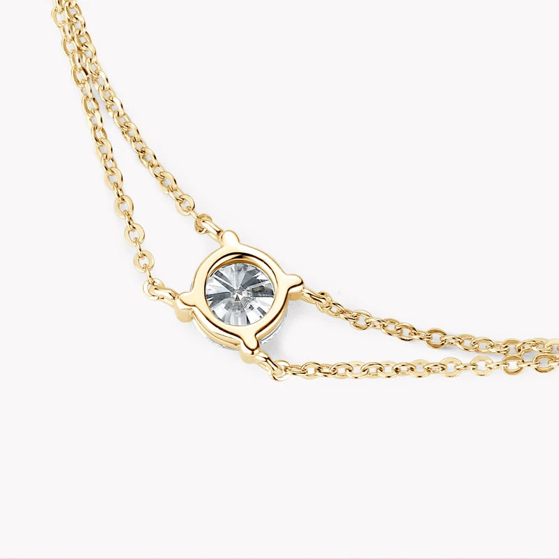 Moissanite Bracelet 925 Sterling Silver Certified Double Chain Bracelets For Women Charm Wedding Jewelry Gift