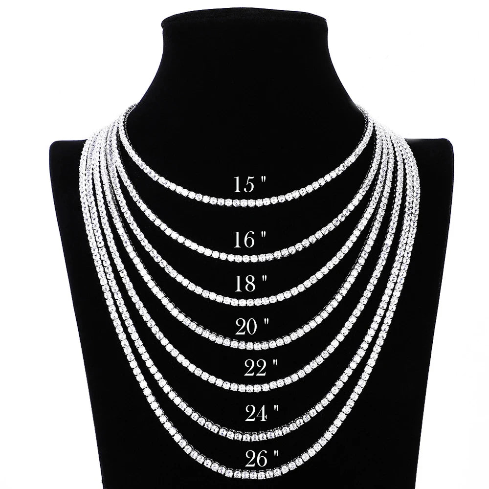 Moissanite Tennis Necklace With certificate For Women Men 925 Sterling Silver plate gold 3/5/6.5mm Diamond Neckchain Bracelet