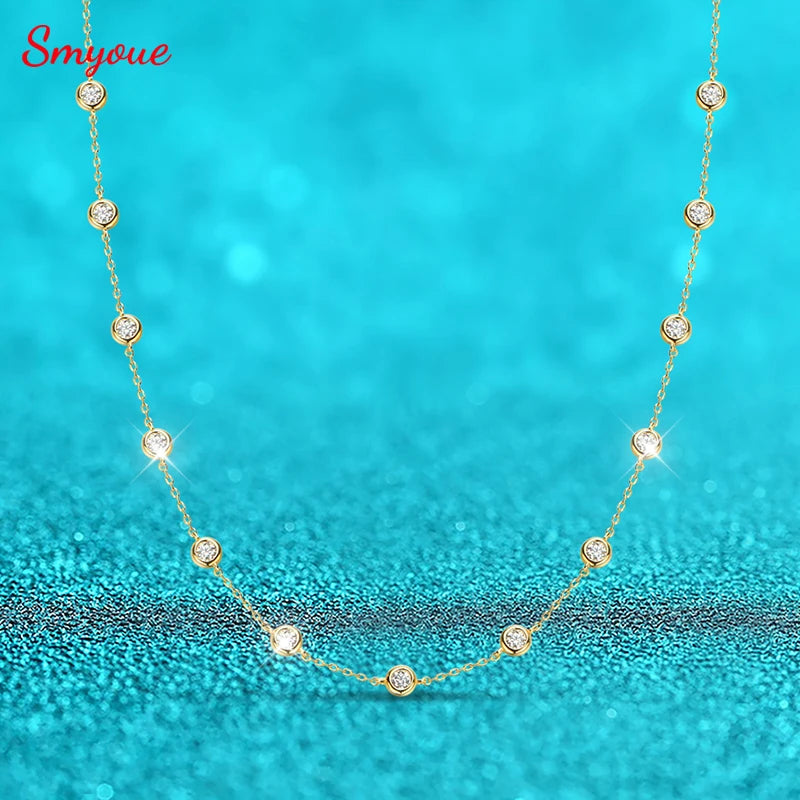 Smyoue 2cttw Genuine Moissanite Tennis Necklace for Women