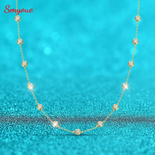 Smyoue 2cttw Genuine Moissanite Tennis Necklace for Women