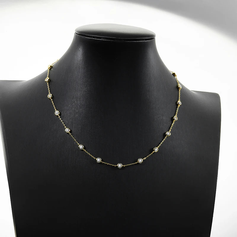 Smyoue 2cttw Genuine Moissanite Tennis Necklace for Women