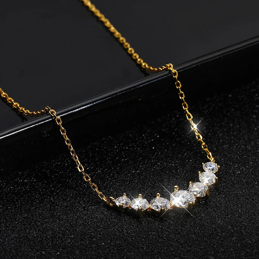 VVS1 Moissanite Pendant Necklaces for Women Trendy Party Jewelry GRA Certified 925 Sliver Plated Yellow Gold Necklace