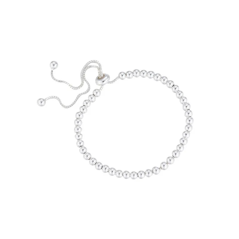 925 Sterling Silver Metal Bracelets for Women Men Beads