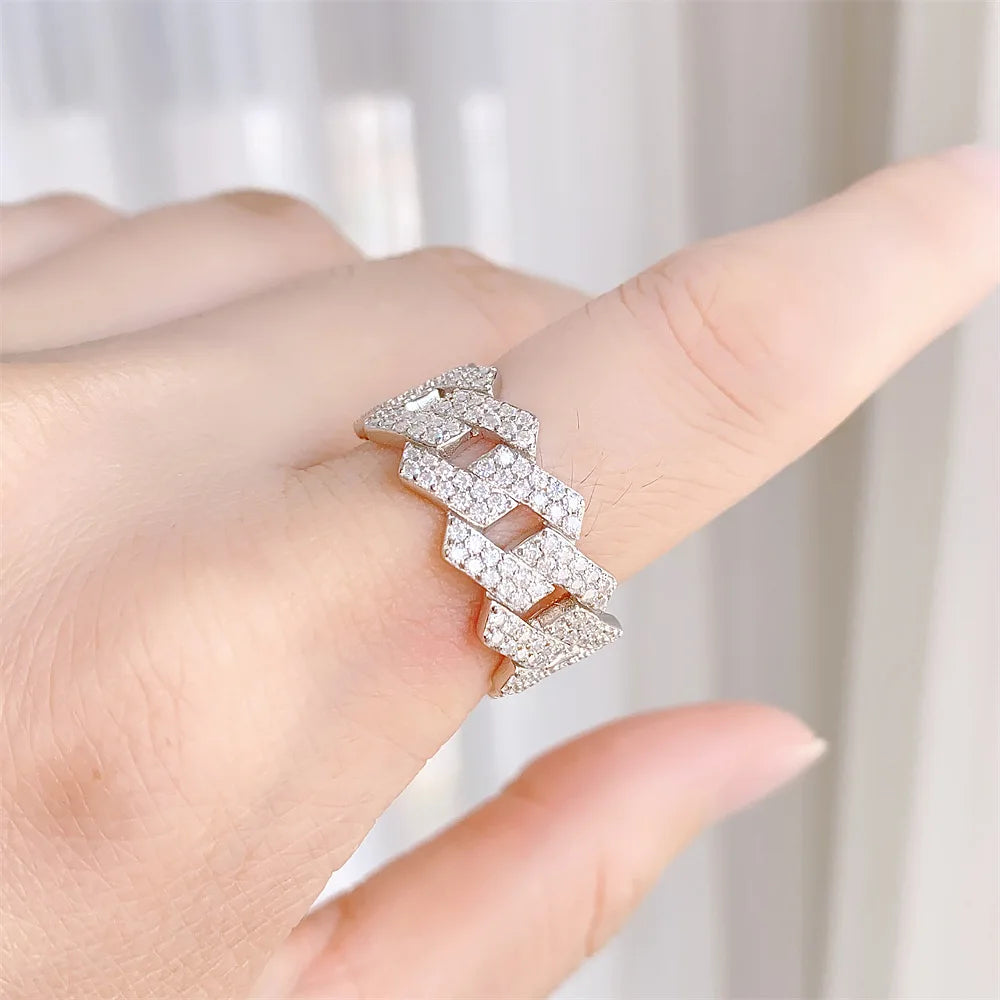 Cuban Moissanite Ring - 925 Silver - D Colour - VVS1