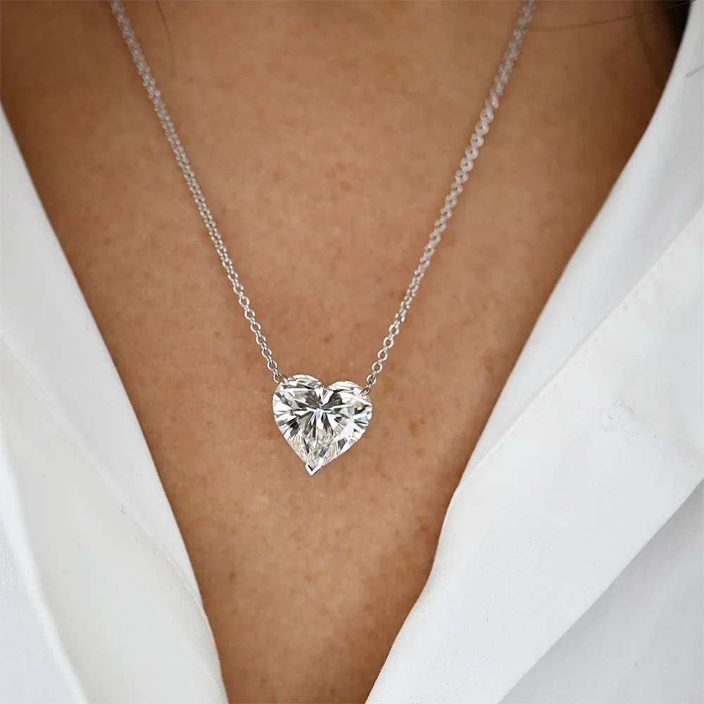 4CT Heart Shape Moissanite Pendant Necklace