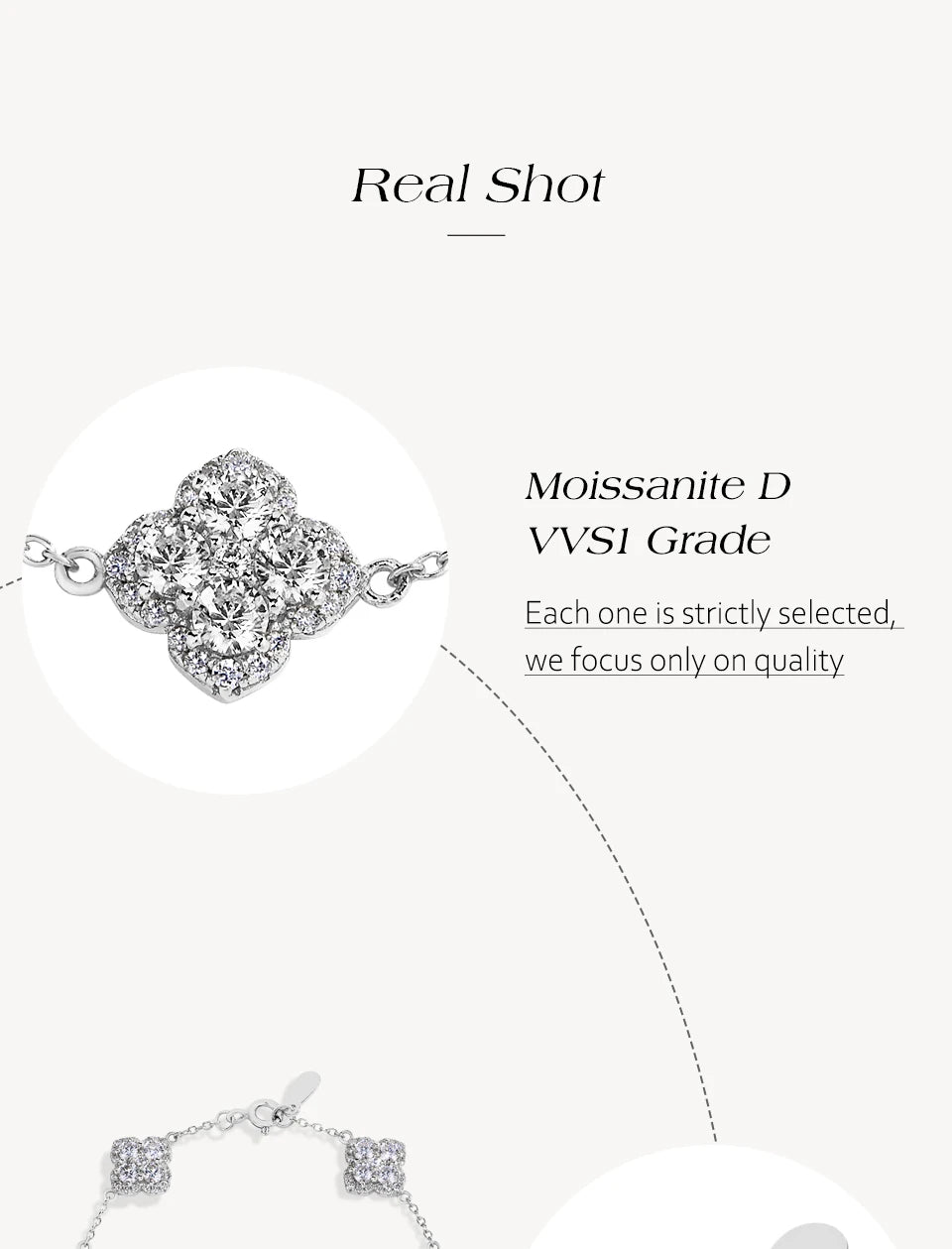 ATTAGEMS Full Moissanite Diamond Bracelet DVVS1 For Women 925