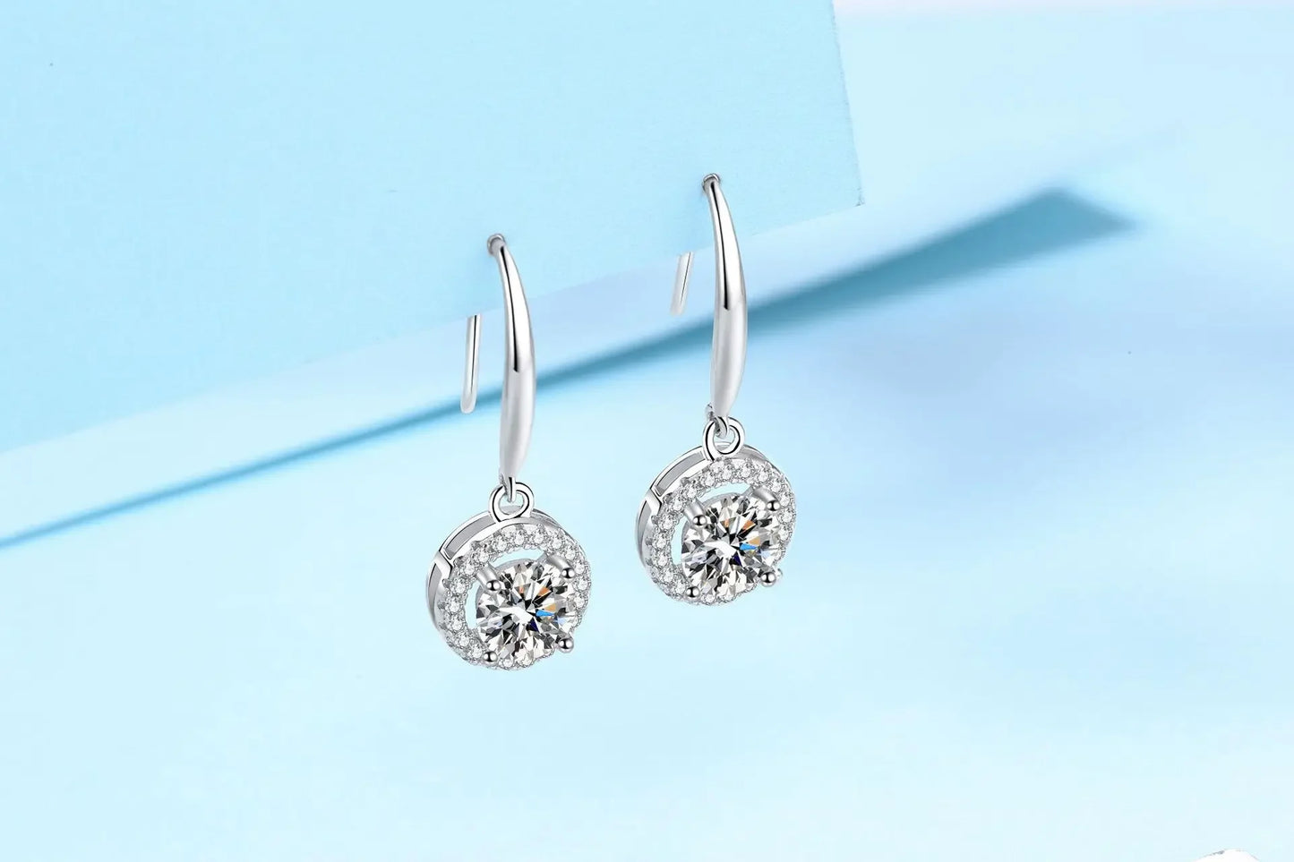 1 Carat D Color Moissanite S925 Silver Drop Earrings Women