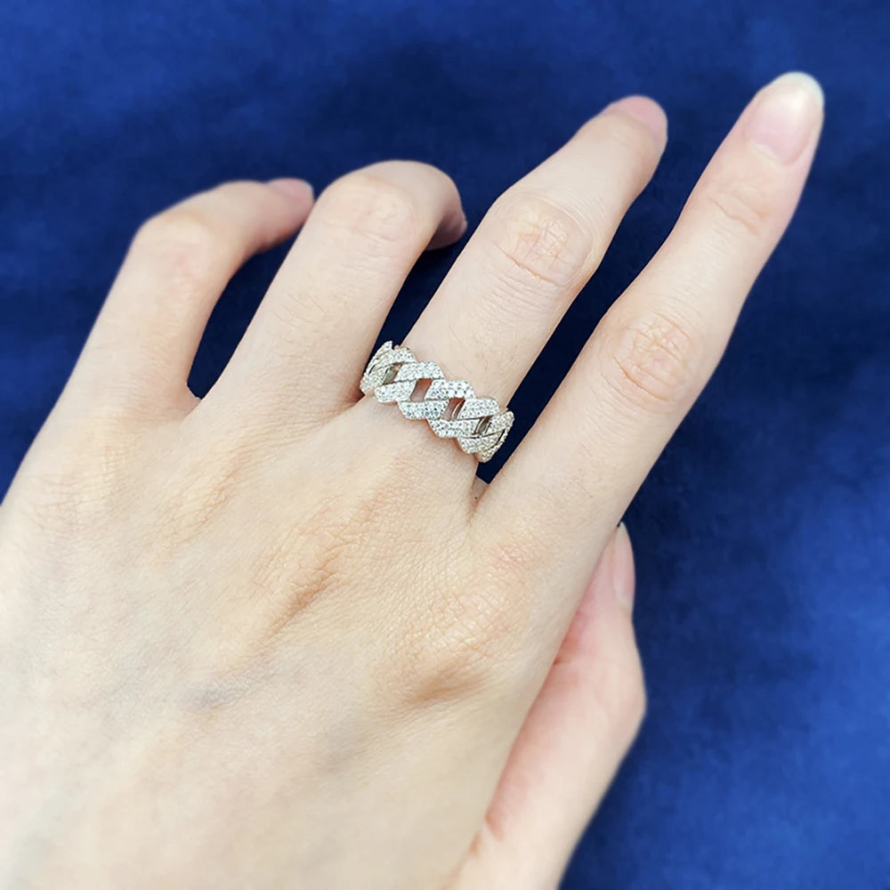Cuban Moissanite Ring - 925 Silver - D Colour - VVS1