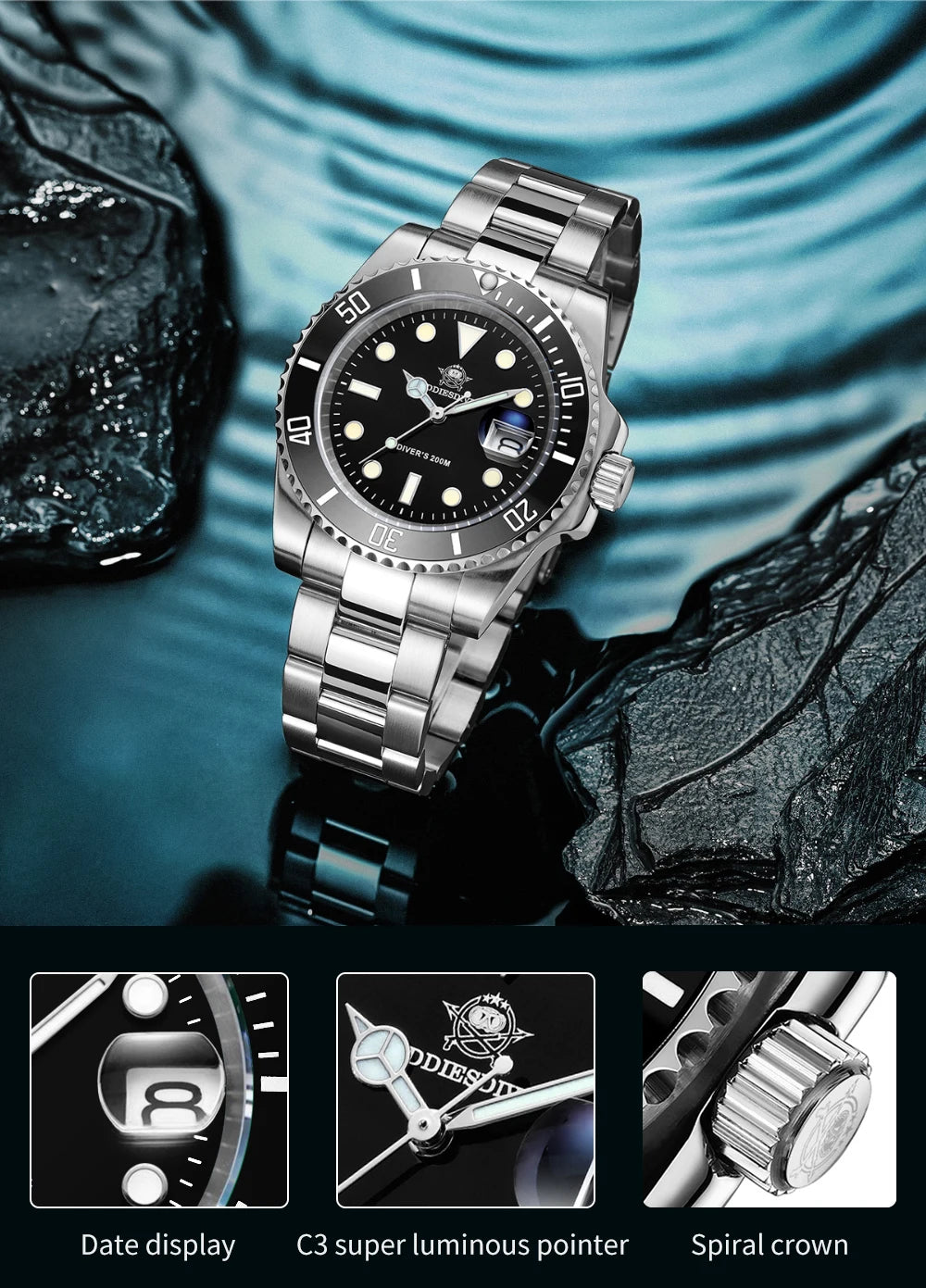 Stainless Steel Watch Men's