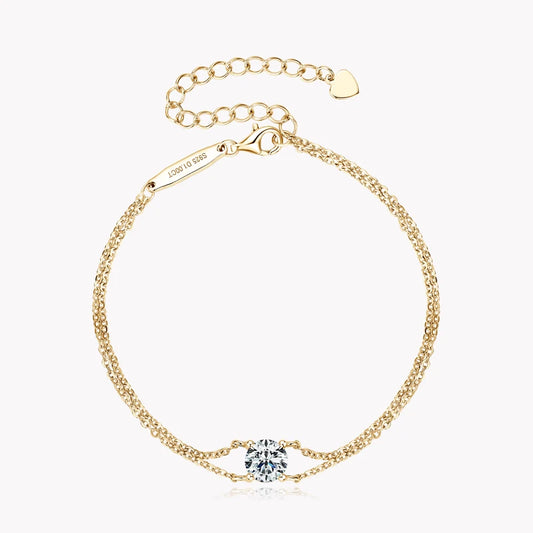 Moissanite Bracelet 925 Sterling Silver Certified Double Chain Bracelets For Women Charm Wedding Jewelry Gift