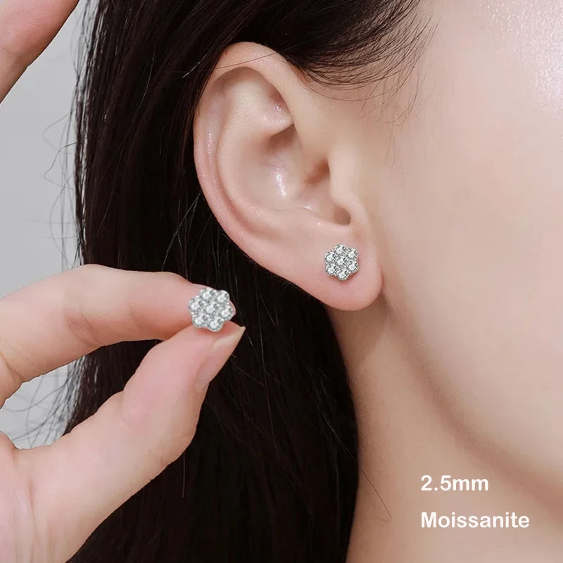 EWYA 925 Sterling Silver Moissanite Stud Earrings