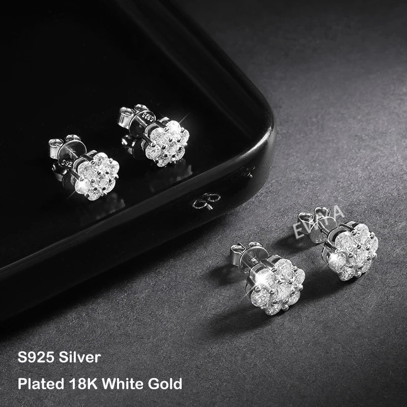 EWYA 925 Sterling Silver Moissanite Stud Earrings