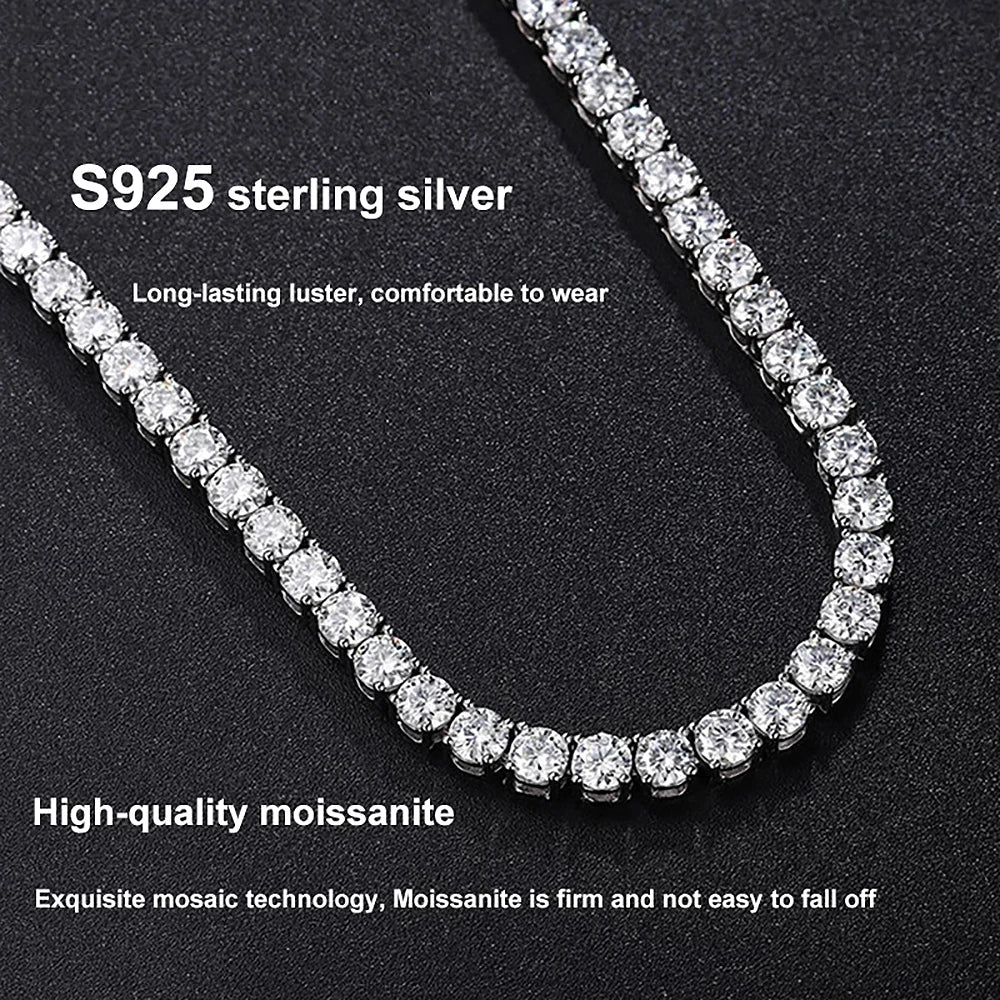 3/5/6.6mm Moissanite Tennis Chain - 925 Silver