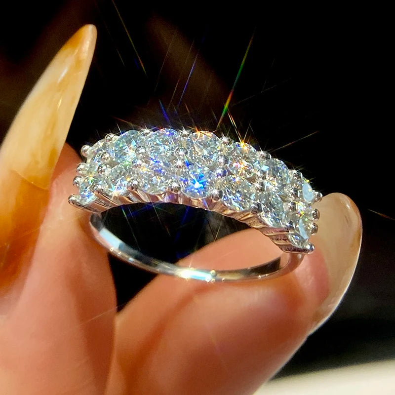 Color Moissanite Diamond Ring for Women Real 925