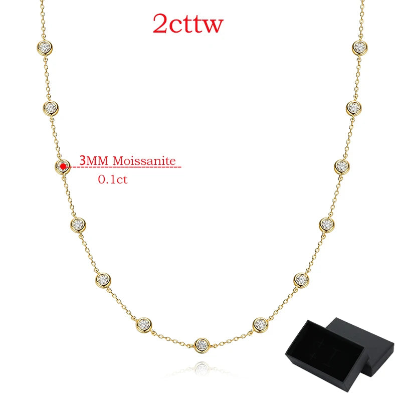 Smyoue 2cttw Genuine Moissanite Tennis Necklace for Women