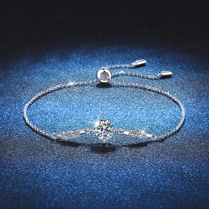 1 Carat Moissanite 925 Sterling Silver Women Bracelet
