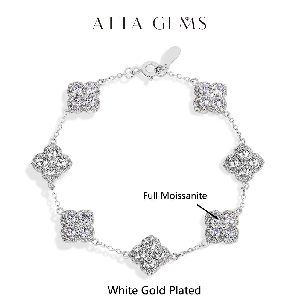 ATTAGEMS Full Moissanite Diamond Bracelet DVVS1 For Women 925